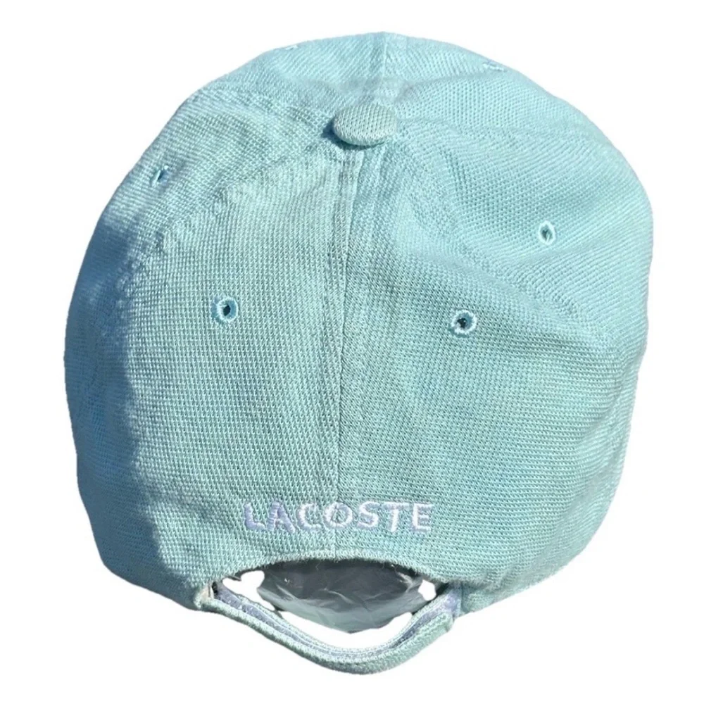 Lacoste Vintage 100% Cotton Light Blue Adjustable Cap 90s Tennis Golf - Picture 2 of 3